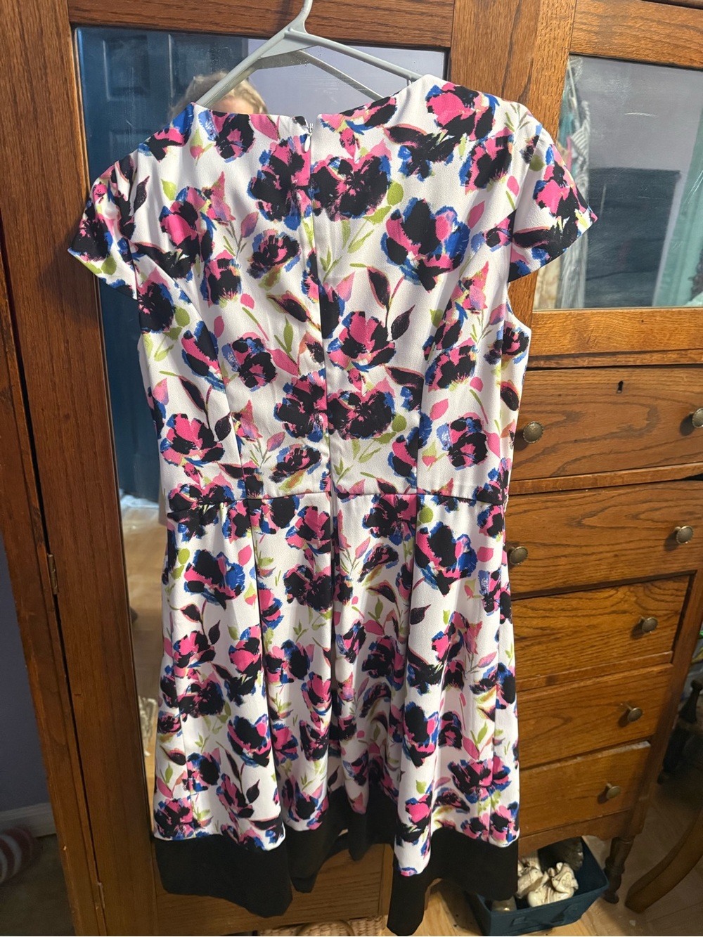 Liz Claiborne women’s White Floral Fit & Flare Dress - Pink & Blue - Picture 2 of 3